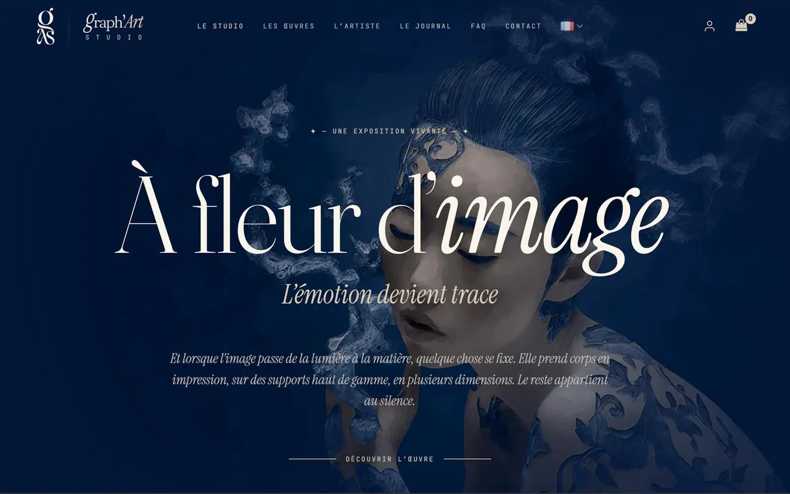 Refonte du site et de la boutique d'une artiste peintre numérique, réalisation de Alexandra DUBOIS