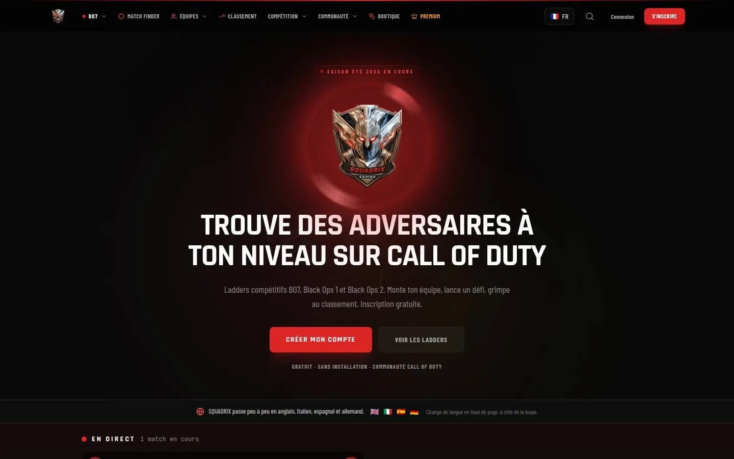 Plateforme compétitive Call of Duty : ladders, équipes et classement, réalisation de Florian DELAGE
